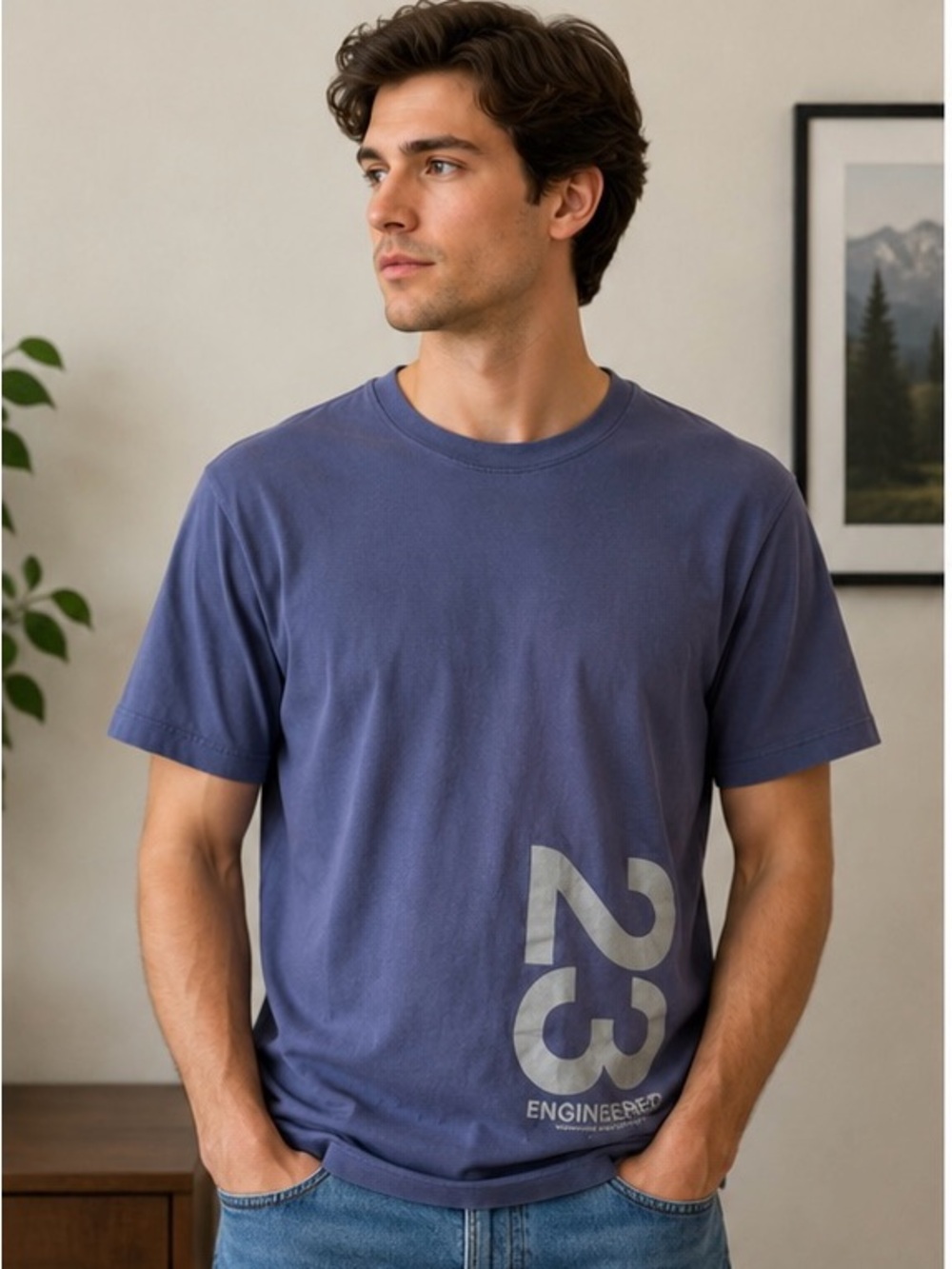 Air Jordan 23 Engineered Graphic T-Shirt Men’s Large Blue Crewneck Tee